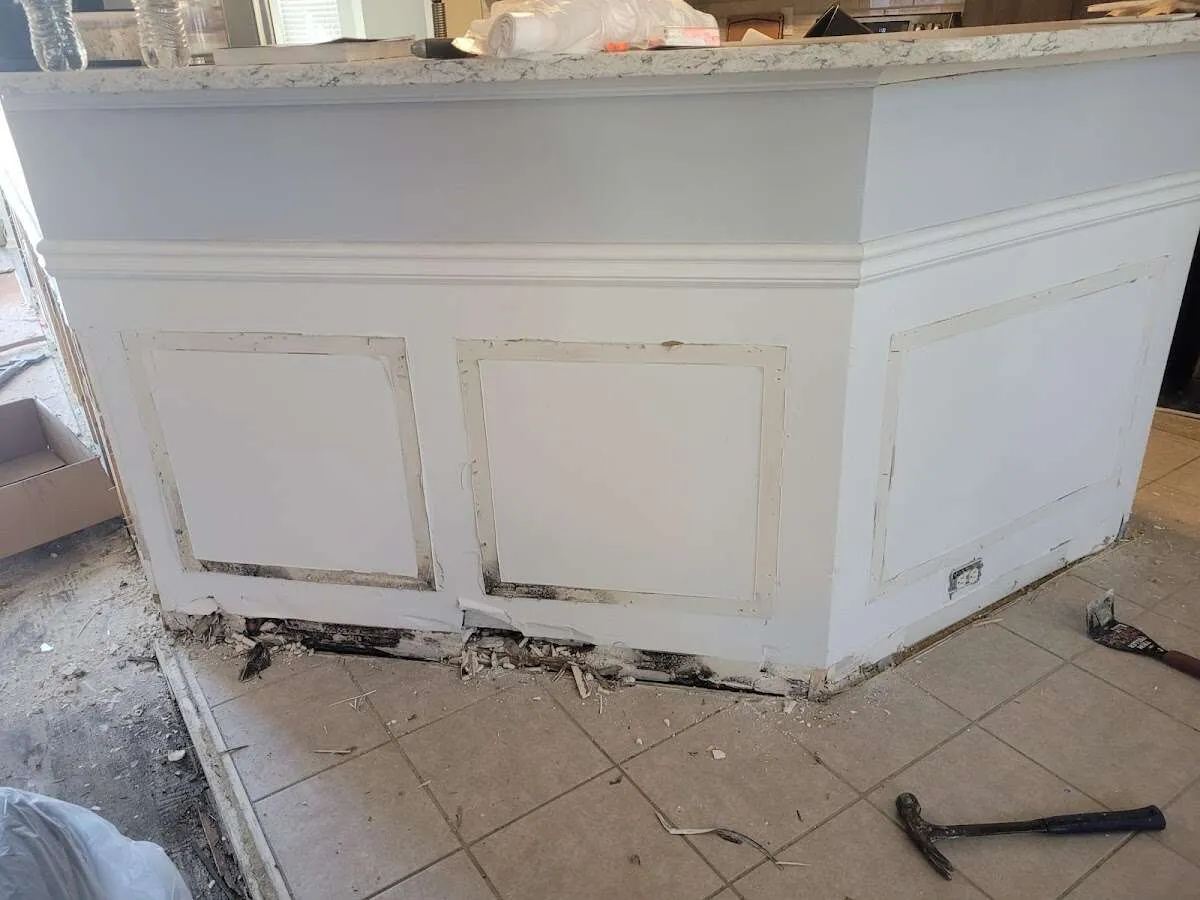 Water damage and mold on kitchen during Storm Damage Restoration in Orion